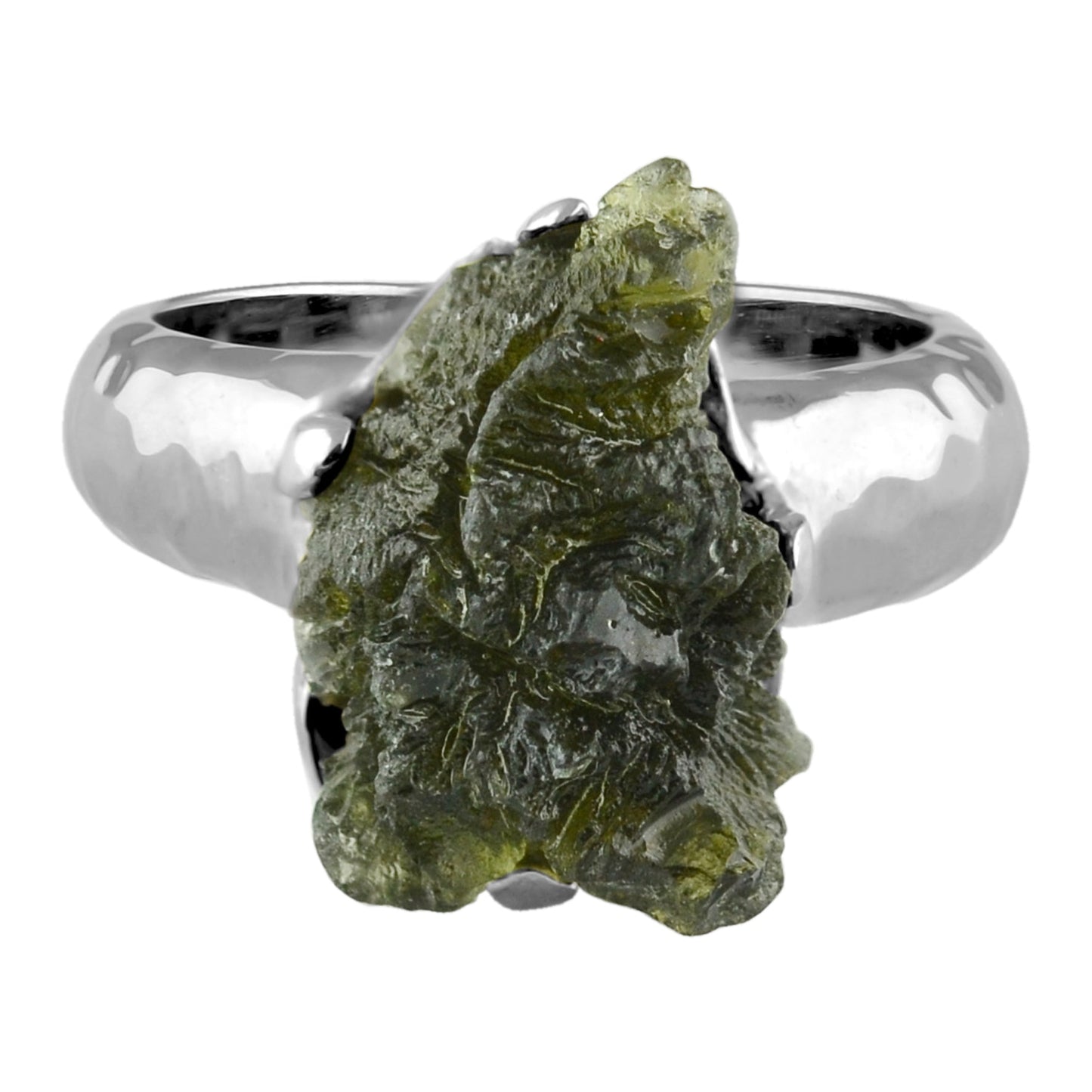 Starborn Genuine Moldavite Ring in Sterling Silver (10-15 ct)