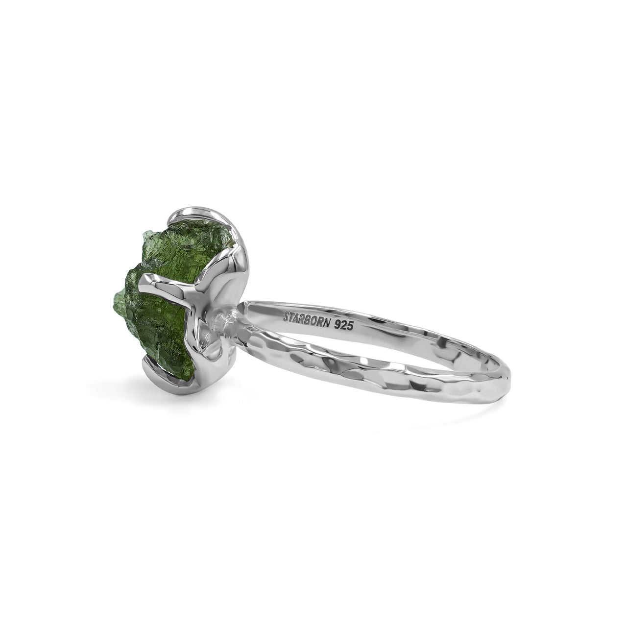 Starborn Genuine Moldavite Ring in Sterling Silver (4-6 ct)