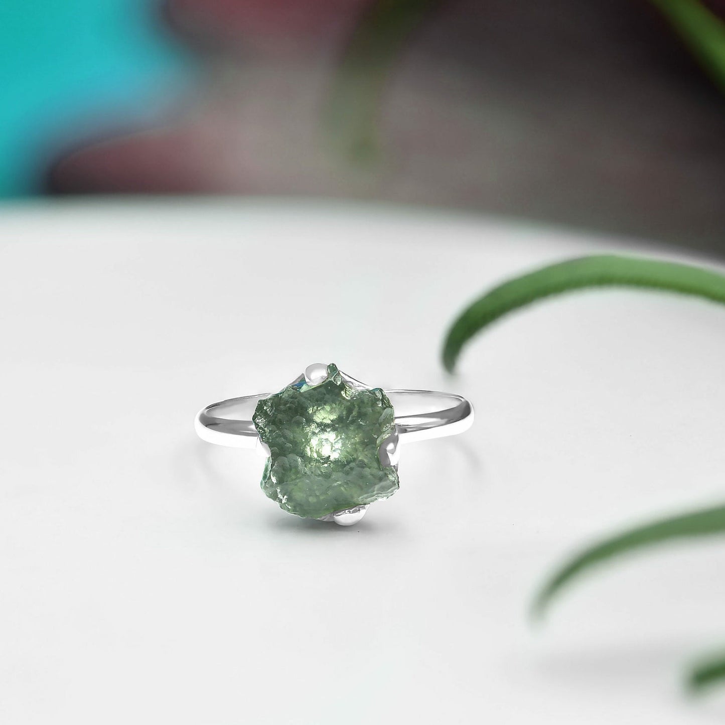 Starborn Genuine Moldavite Ring in Sterling Silver (1-2 ct)