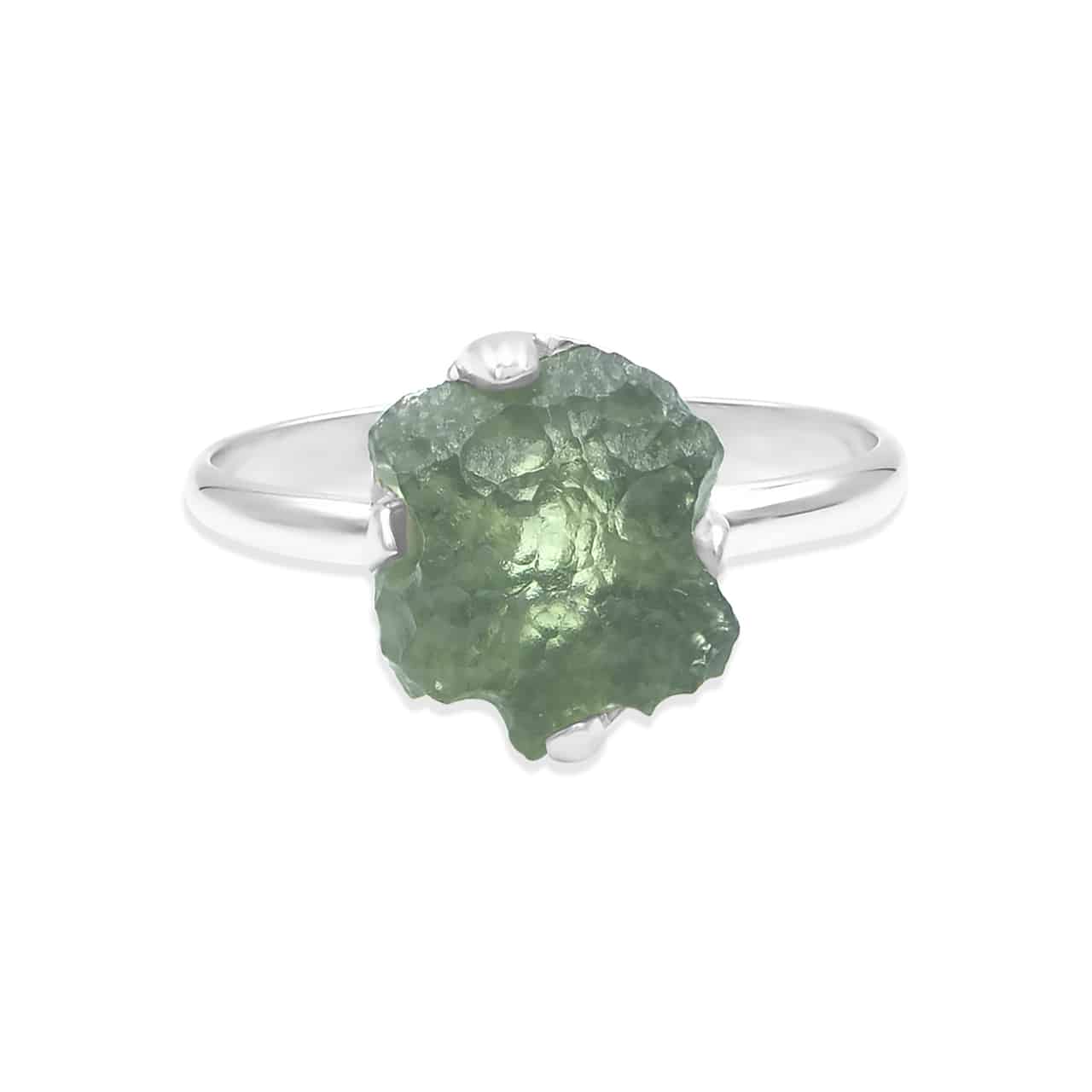 Starborn Genuine Moldavite Ring in Sterling Silver (1-2 ct)