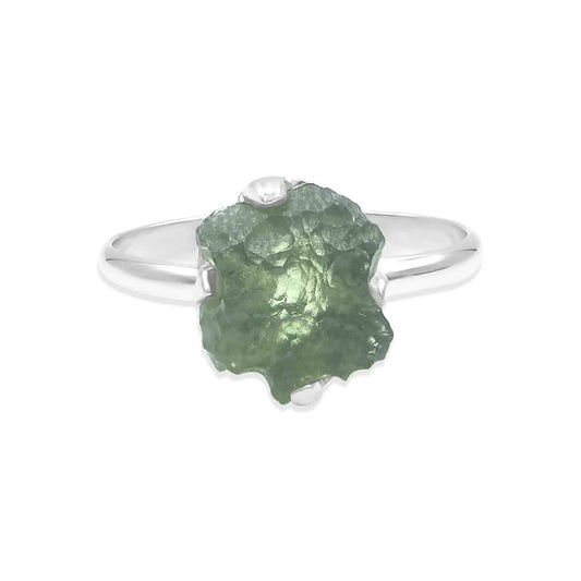 Starborn Genuine Moldavite Ring in Sterling Silver (1-2 ct)