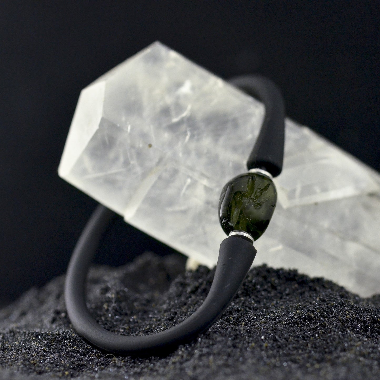 Starborn Moldavite Bead on Silicone Bracelet