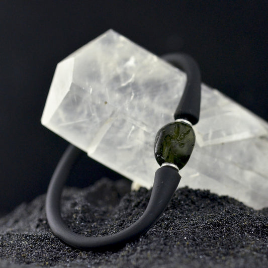 Starborn Moldavite Bead on Silicone Bracelet