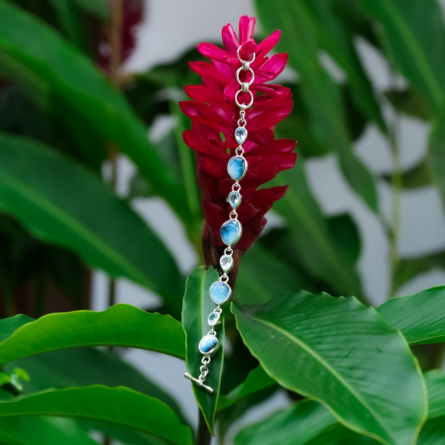 Starborn Blue Ice Glacierite and Blue Topaz Bracelet in Sterling Silver