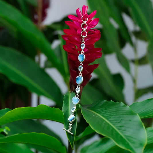 Starborn Blue Ice Glacierite and Blue Topaz Bracelet in Sterling Silver
