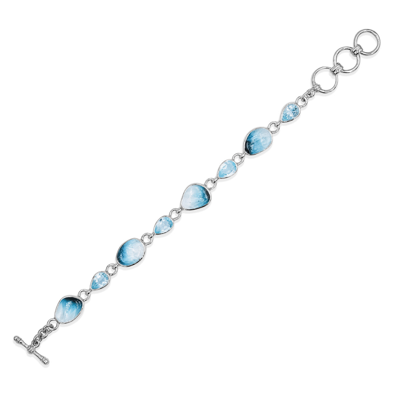 Starborn Blue Ice Glacierite and Blue Topaz Bracelet in Sterling Silver