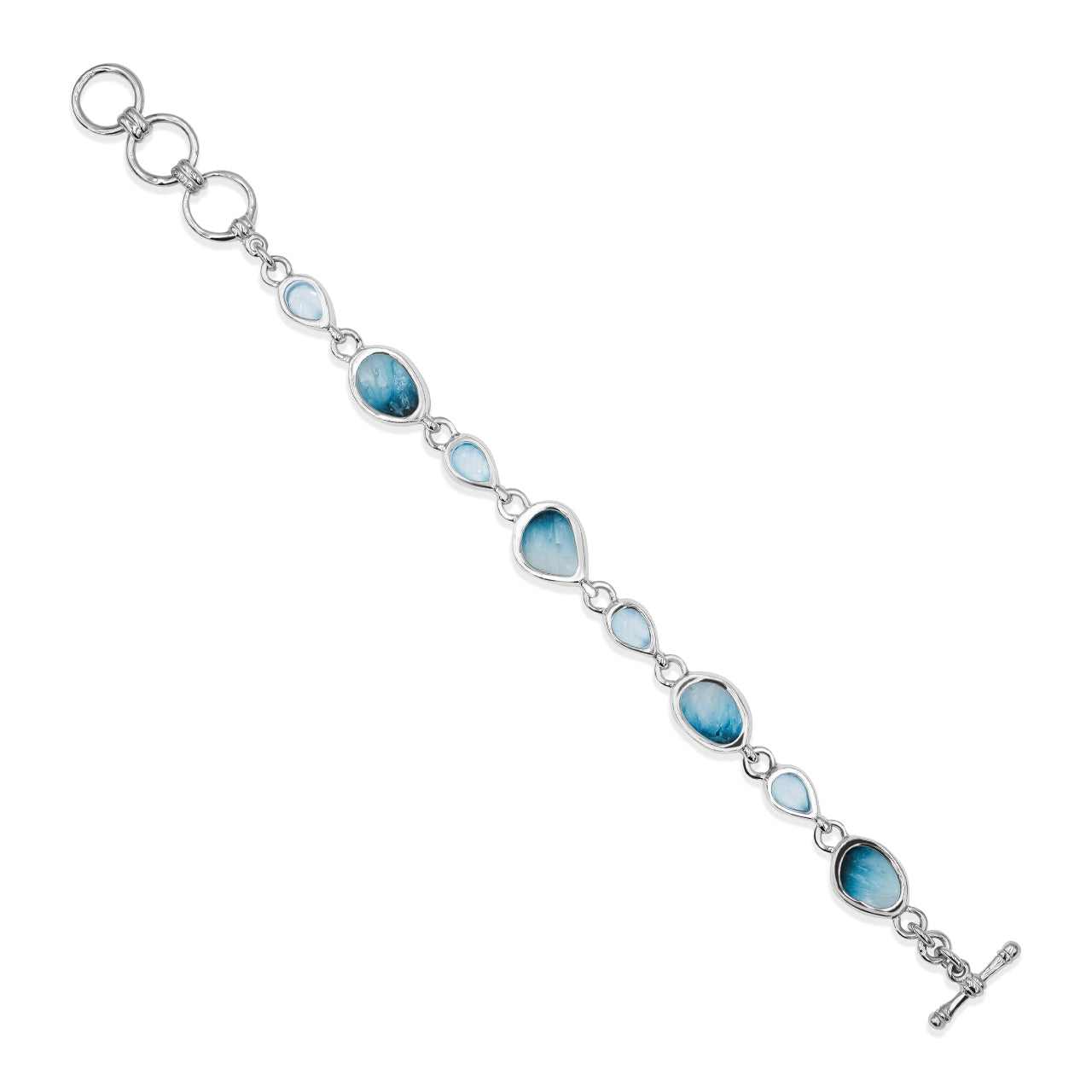 Starborn Blue Ice Glacierite and Blue Topaz Bracelet in Sterling Silver