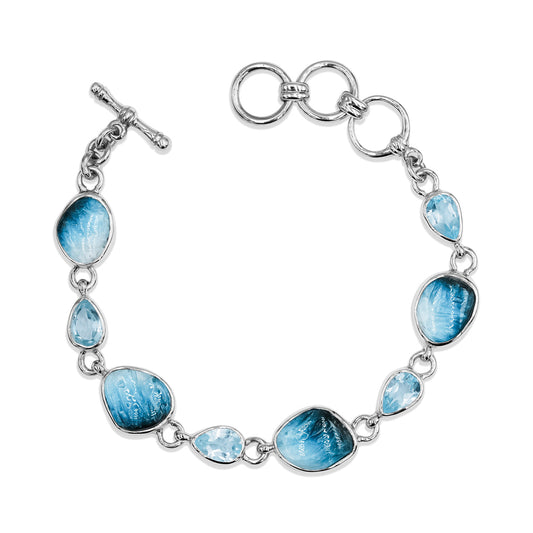 Starborn Blue Ice Glacierite and Blue Topaz Bracelet in Sterling Silver