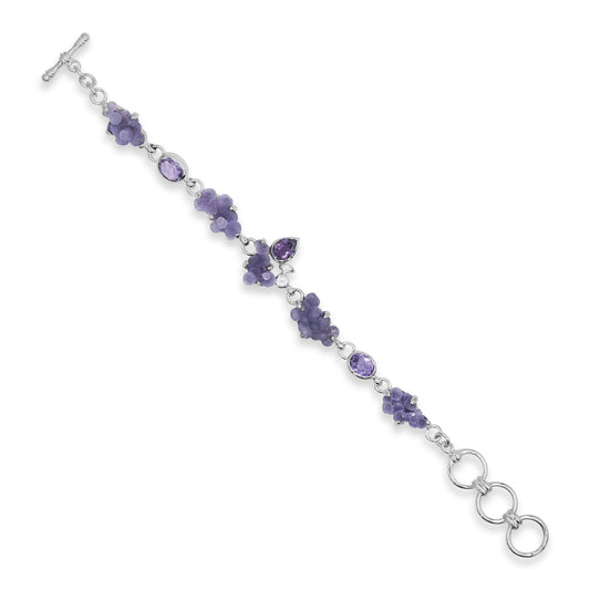 Starborn Amethyst, Grape Chalcedony and White Topaz Bracelet in Sterling Silver