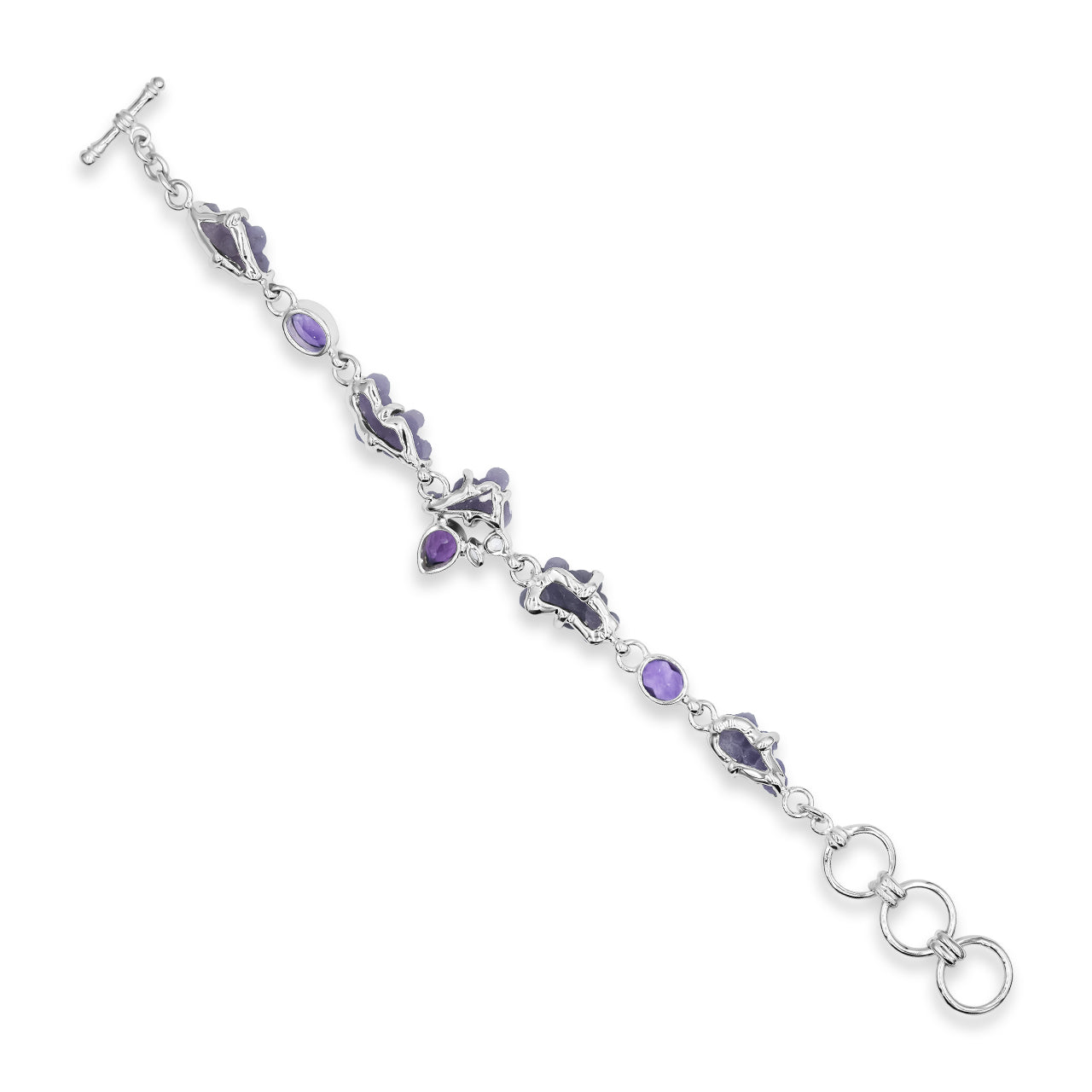 Starborn Amethyst, Grape Chalcedony and White Topaz Bracelet in Sterling Silver
