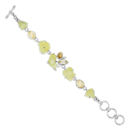 Starborn Citrine, Brucite, and White Topaz Bracelet in Sterling Silver