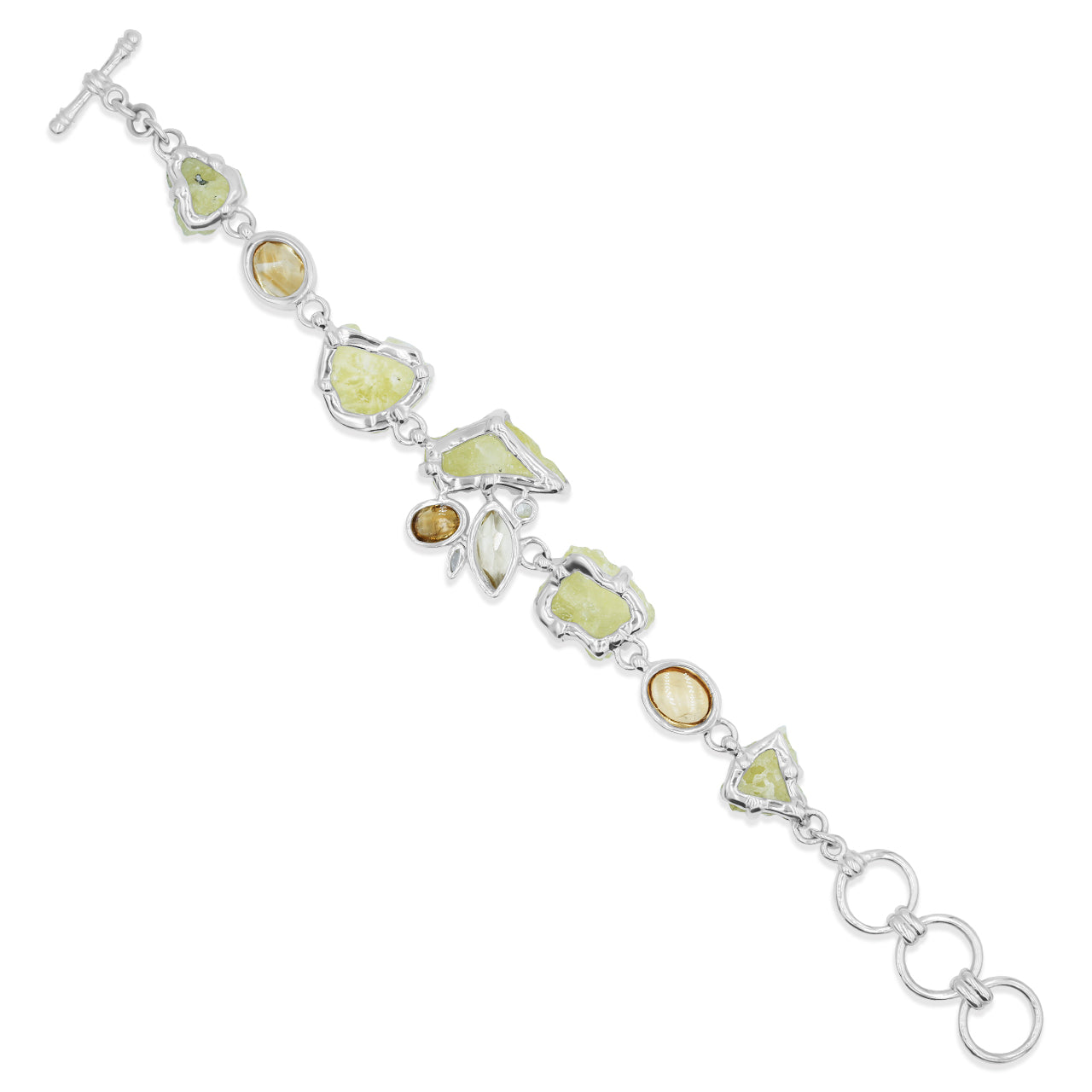 Starborn Citrine, Brucite, and White Topaz Bracelet in Sterling Silver