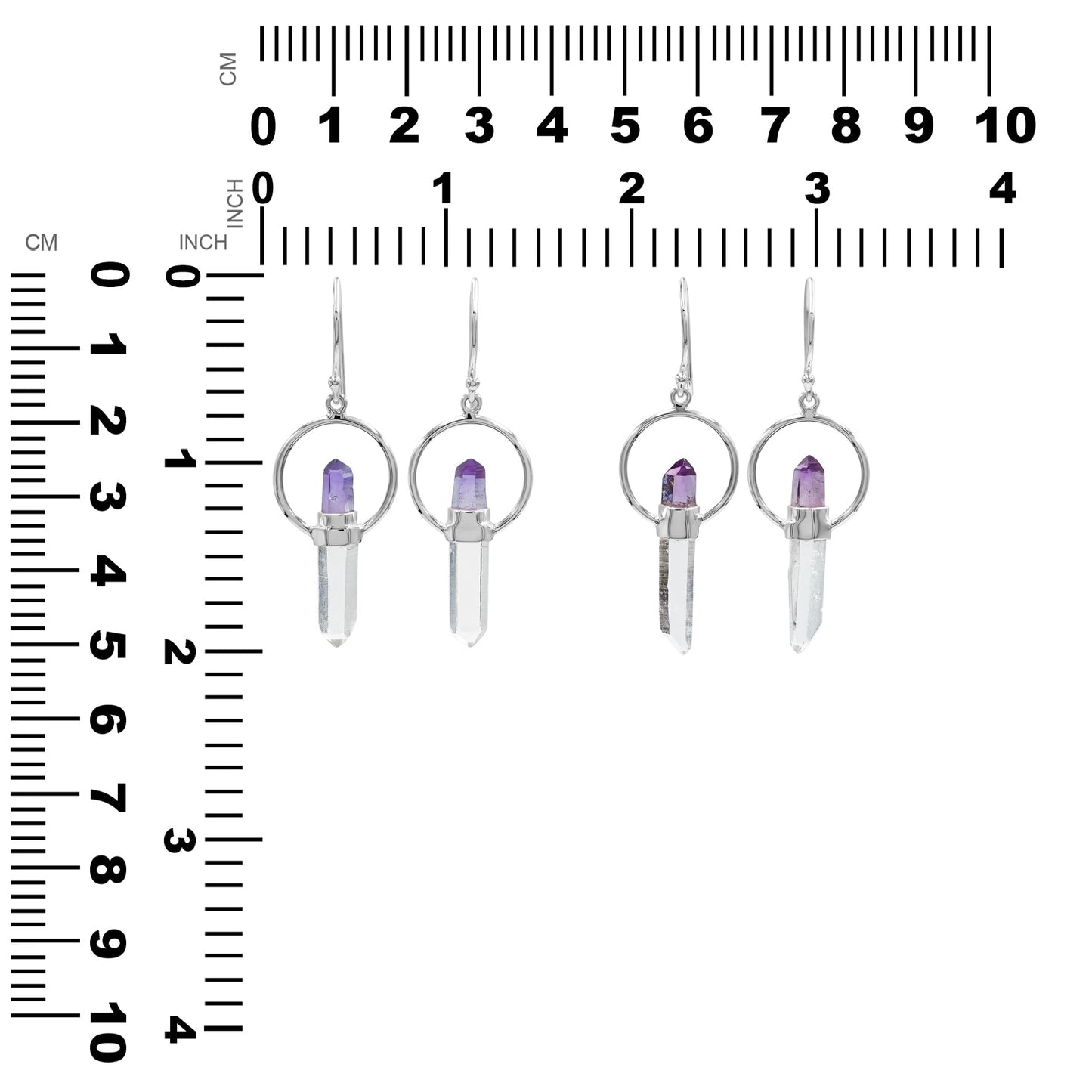 Starborn Quartz Crystal with Vera Cruz Amethyst Earring in Sterling Silver