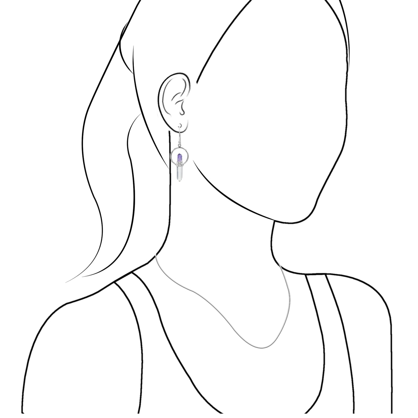 Starborn Quartz Crystal with Vera Cruz Amethyst Earring in Sterling Silver