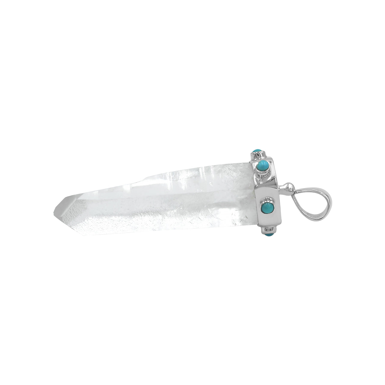 Starborn Laser Quartz Crystal and Campitos Turquoise Pendant in Sterling Silver