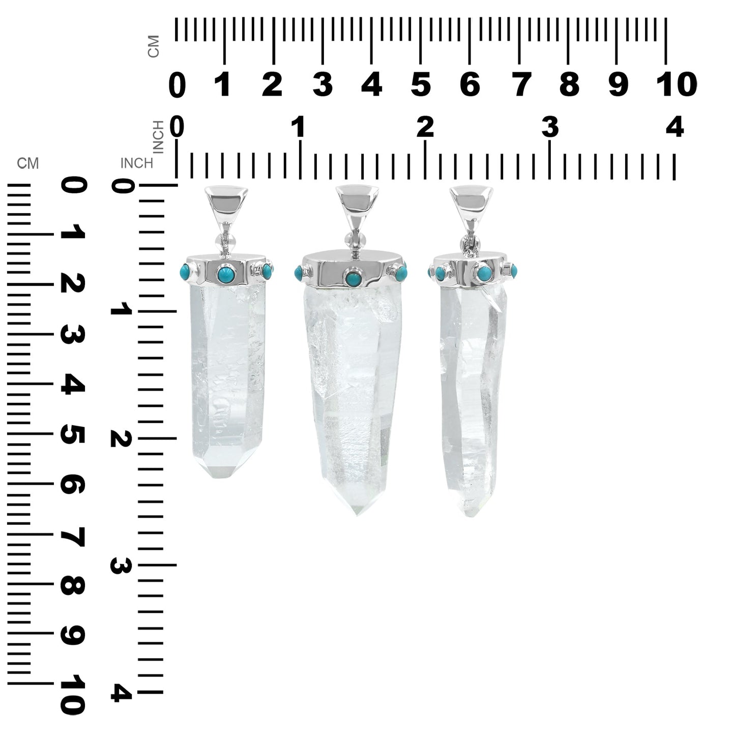 Starborn Laser Quartz Crystal and Campitos Turquoise Pendant in Sterling Silver