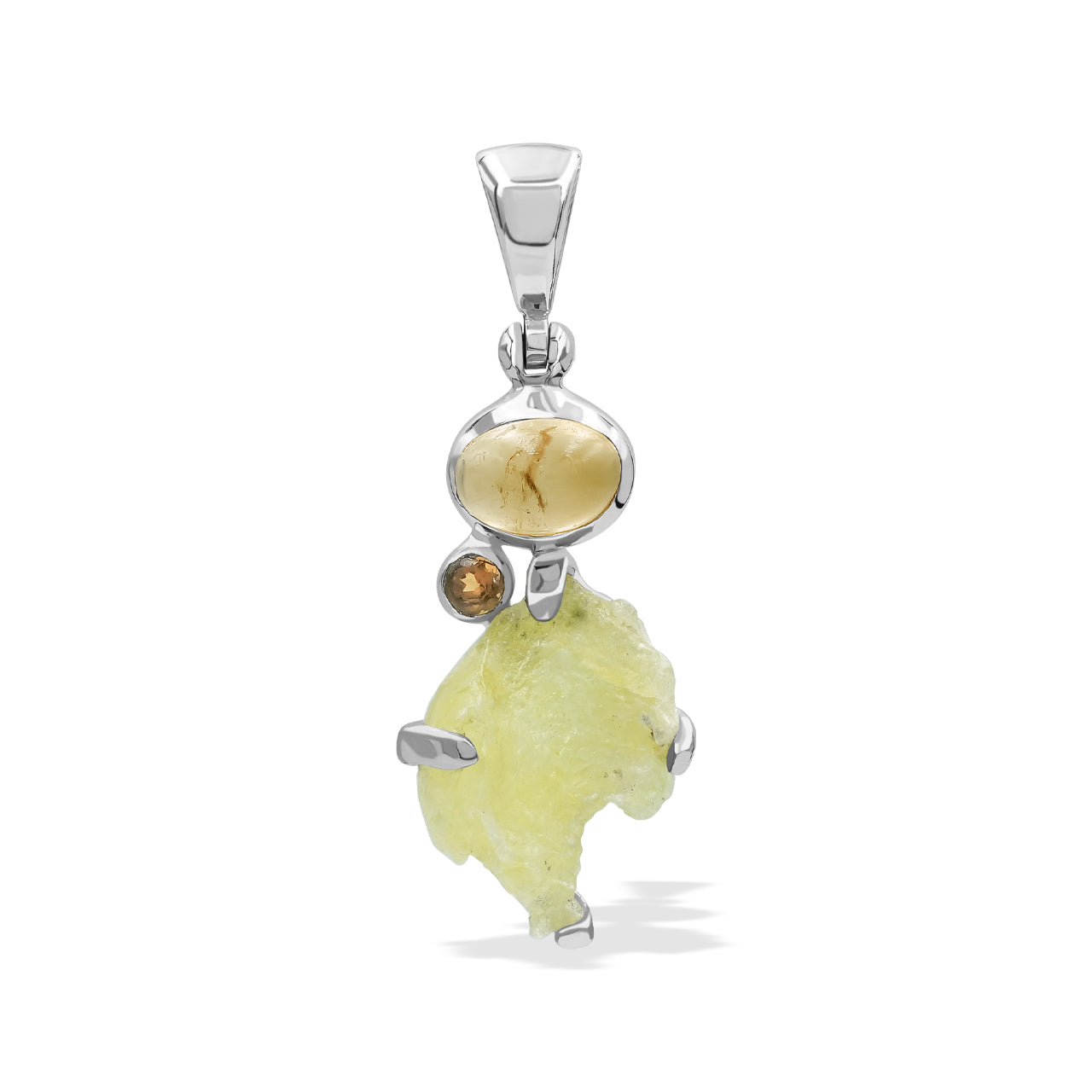 Starborn Brucite and Citrine Pendant in Sterling Silver