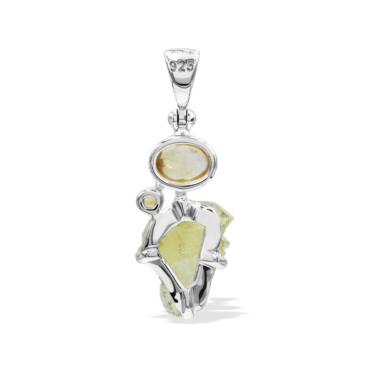 Starborn Brucite and Citrine Pendant in Sterling Silver