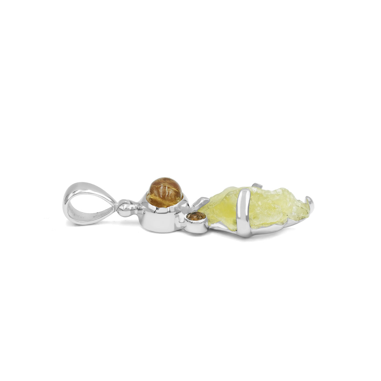 Starborn Brucite and Citrine Pendant in Sterling Silver