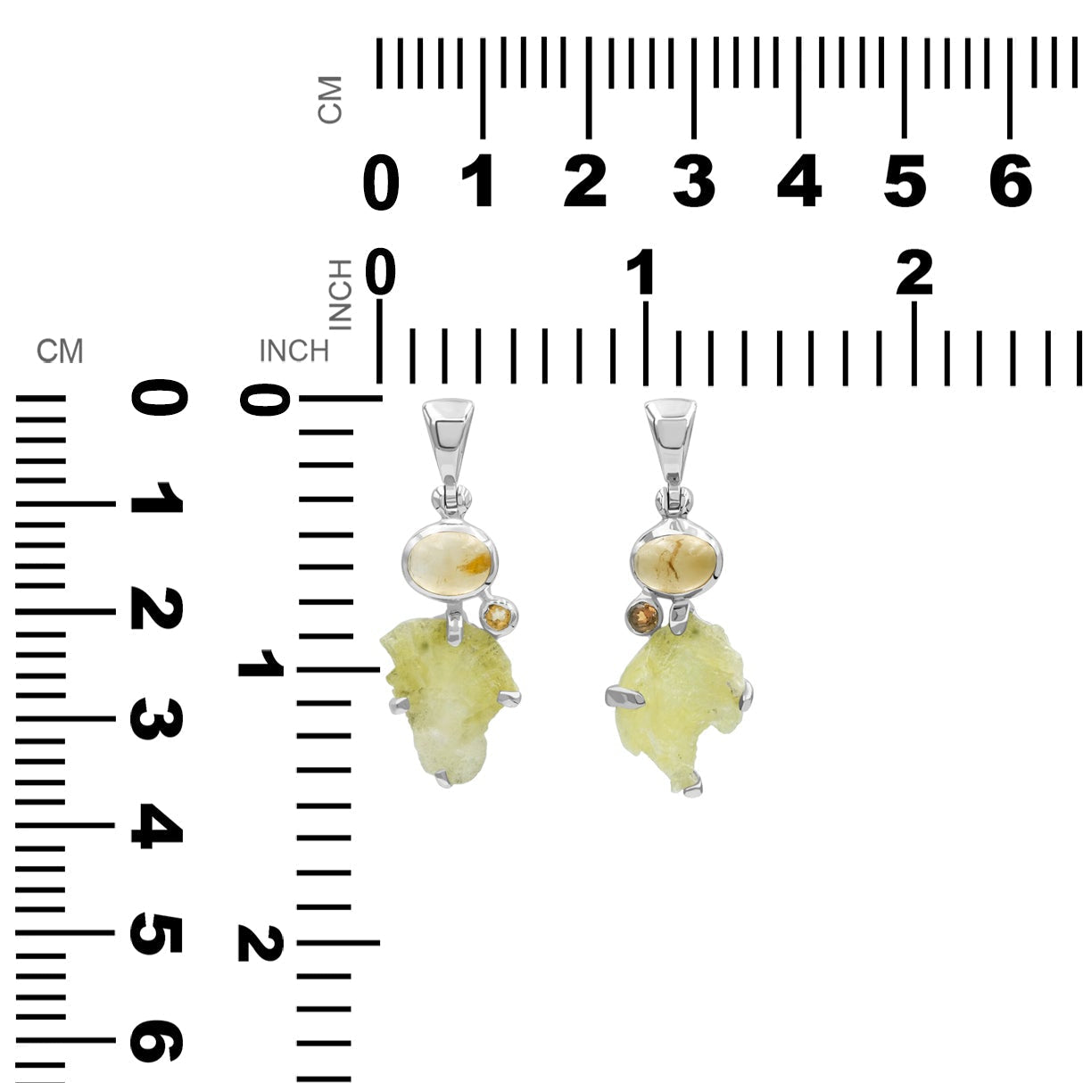 Starborn Brucite and Citrine Pendant in Sterling Silver