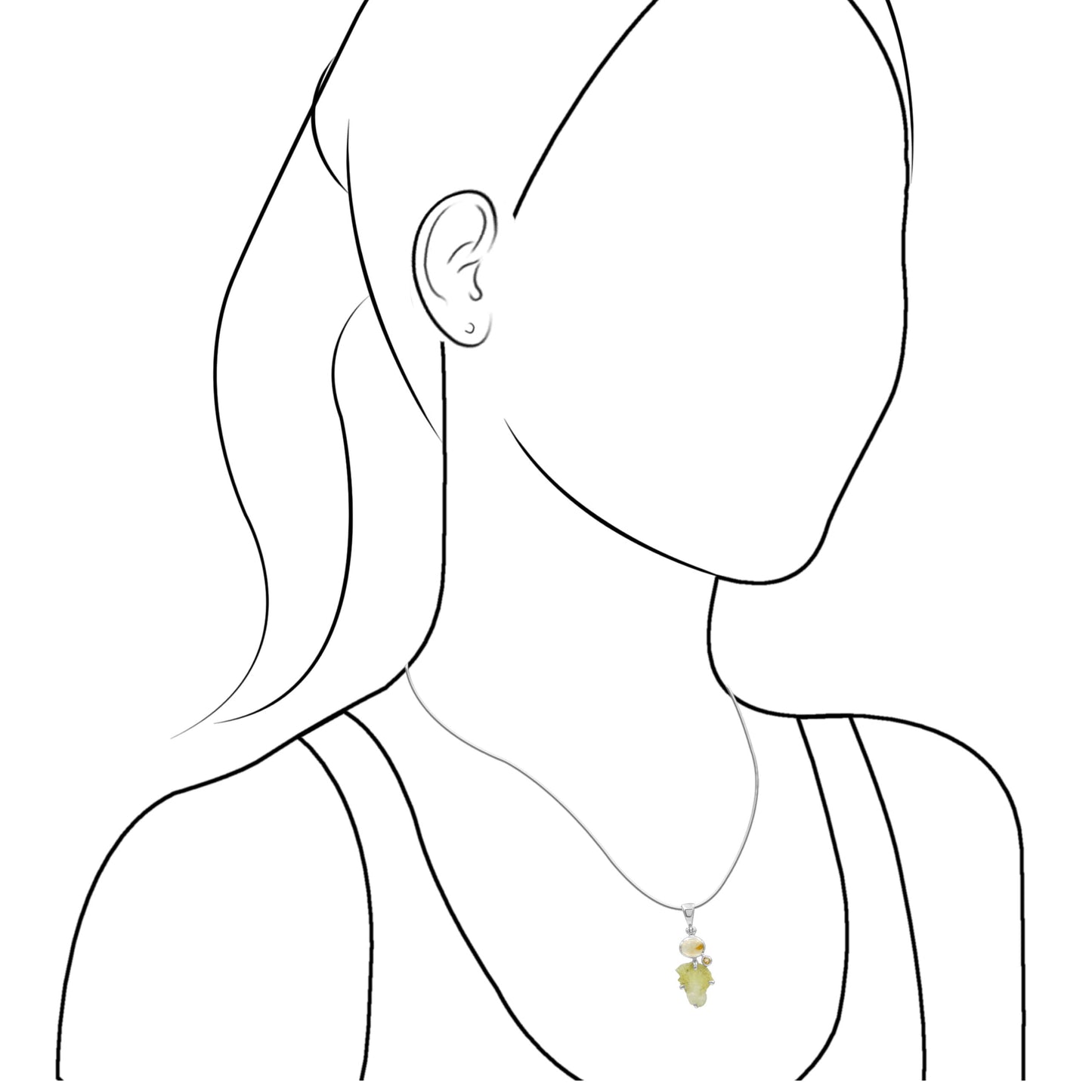 Starborn Brucite and Citrine Pendant in Sterling Silver