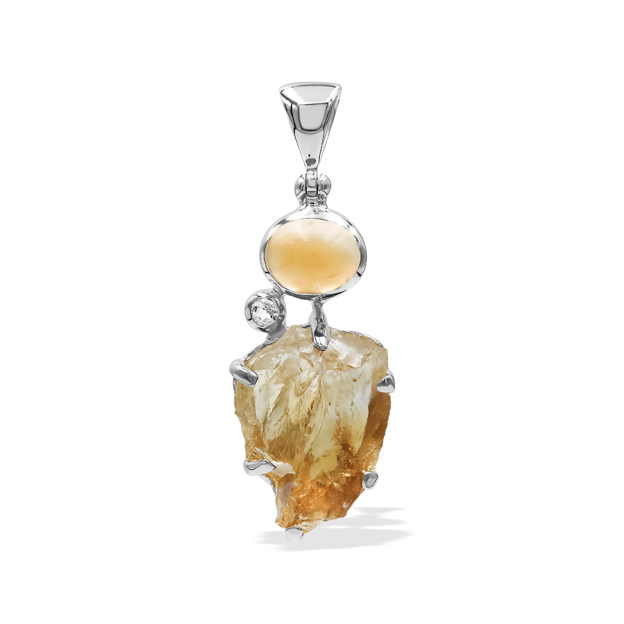 Starborn Citrine and White Topaz Pendant in Fine Sterling Silver