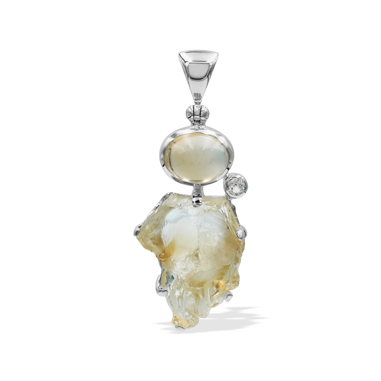 Starborn Citrine and White Topaz Pendant in Fine Sterling Silver