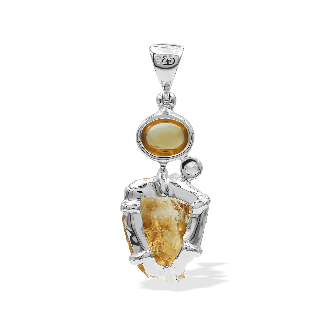 Starborn Citrine and White Topaz Pendant in Fine Sterling Silver