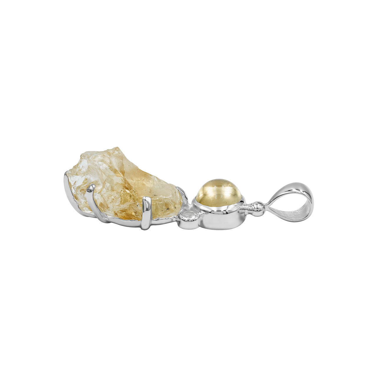 Starborn Citrine and White Topaz Pendant in Fine Sterling Silver