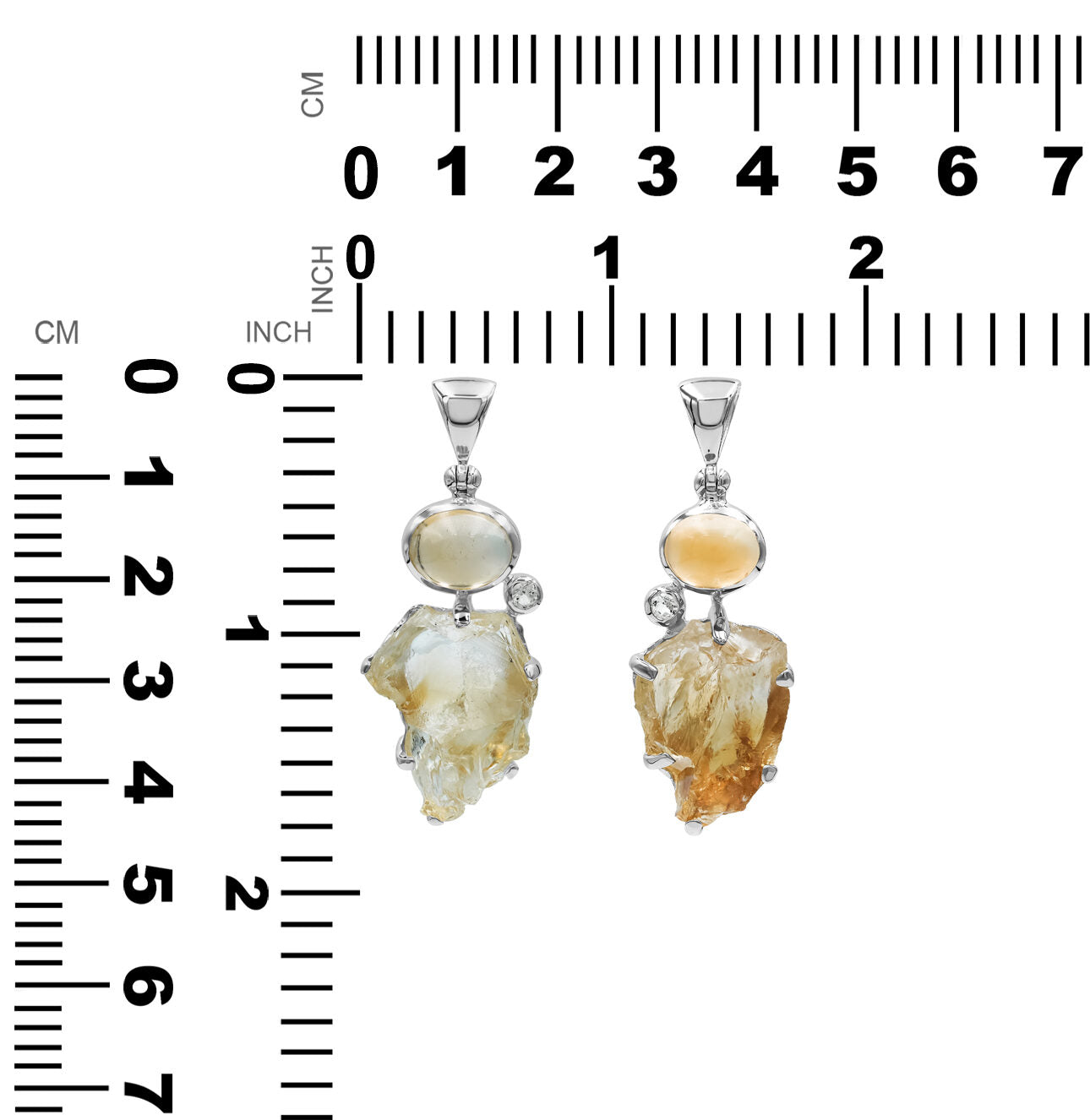 Starborn Citrine and White Topaz Pendant in Fine Sterling Silver