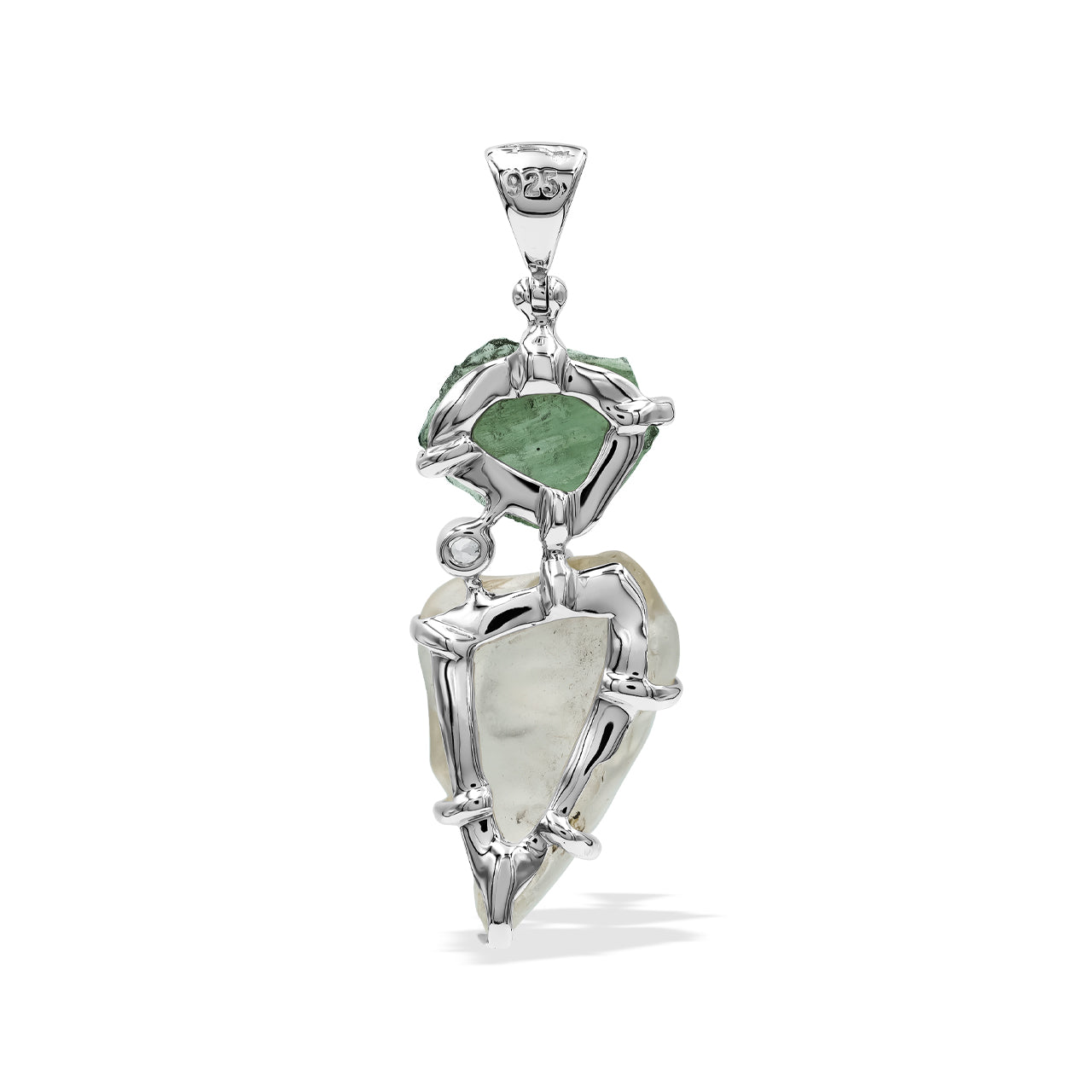 Starborn Moldavite and Libyan Desert Tektite Pendant in Sterling Silver