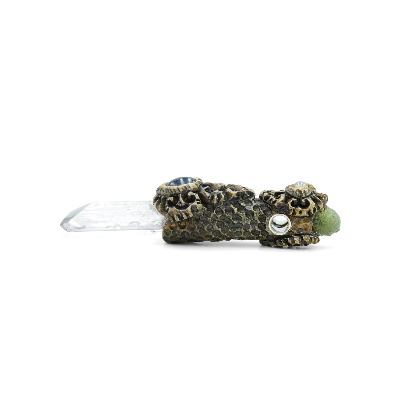 Starborn Danburite Crystal Wand Pendant with Kyanite, Moldavite and Rainbow Moonstone
