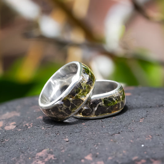 Starborn Golden Muscovite One Field Inlay Ring in Sterling Silver