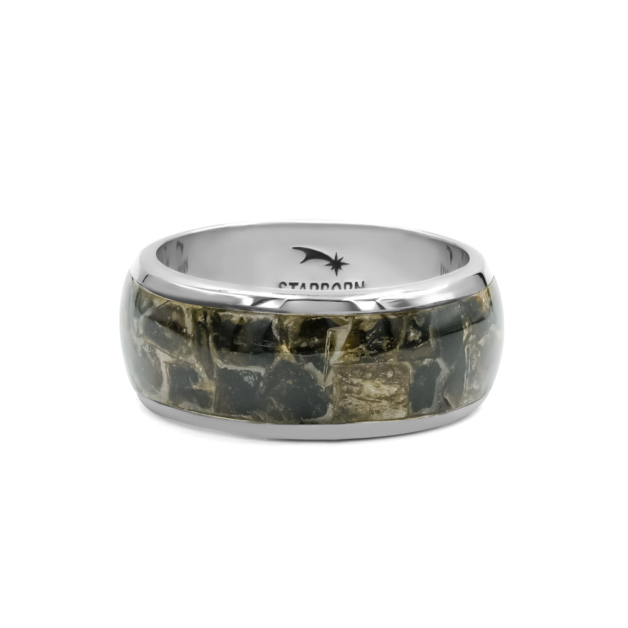 Starborn Golden Muscovite One Field Inlay Ring in Sterling Silver