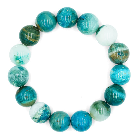 Starborn 12mm Peruvian Blue Opal Beaded Elastic Bracelet