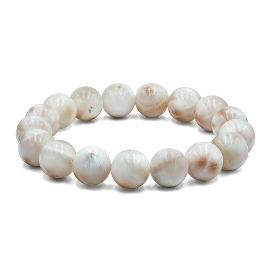 Starborn 12 mm Pink Natrolite Beaded Elastic Bracelet