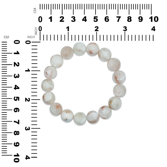 Starborn 12 mm Pink Natrolite Beaded Elastic Bracelet