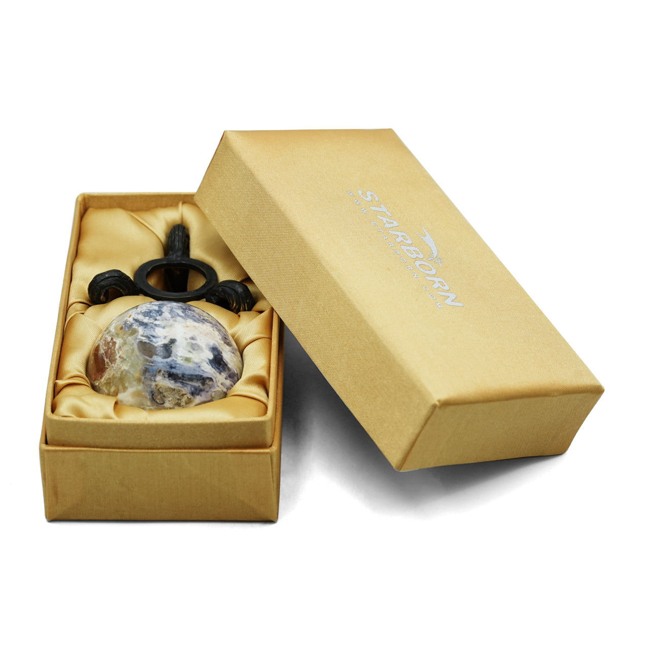 Starborn Purple Opal Sphere with Brass Decorative Display