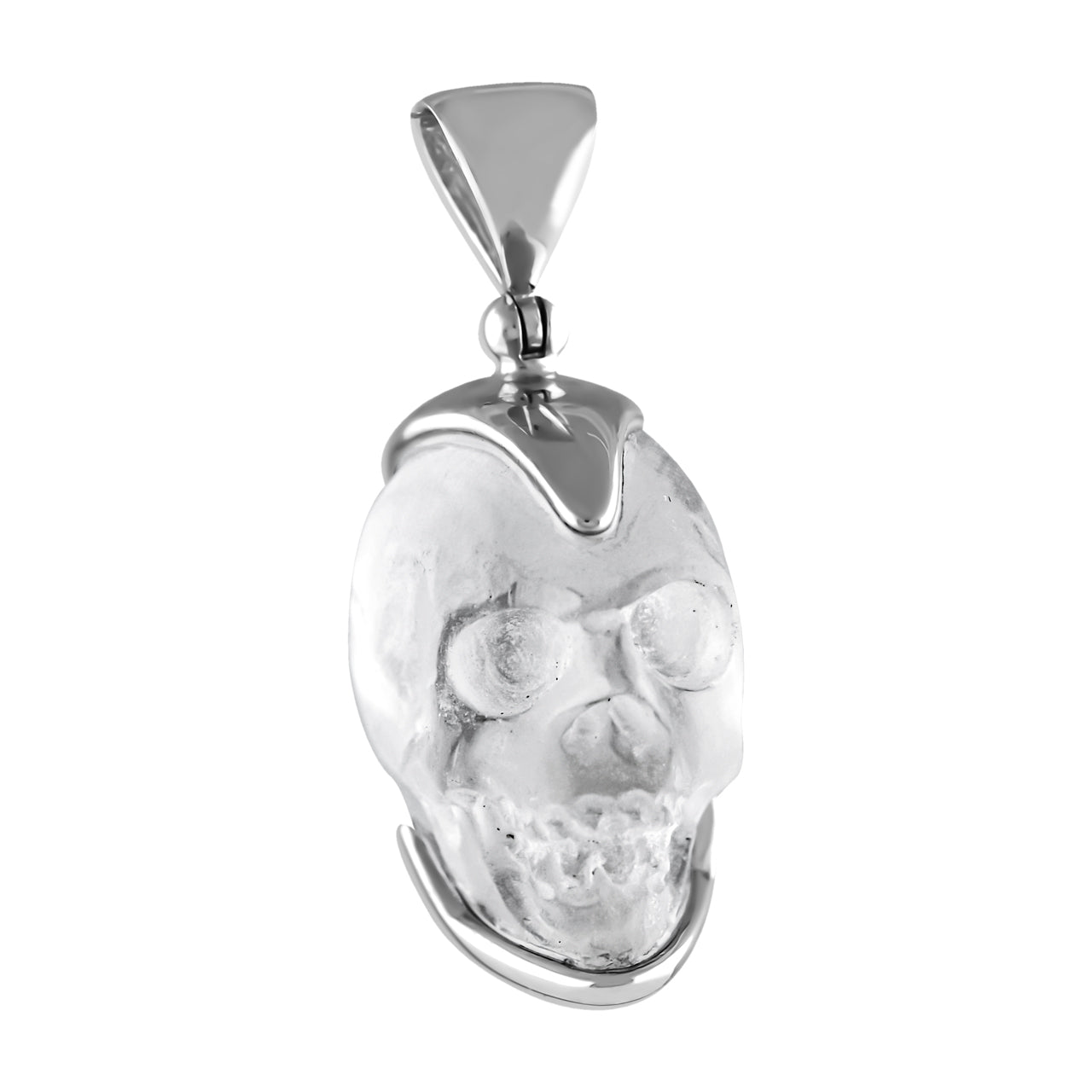Starborn Sterling Silver Hand Carved Mini Quartz Crystal Skull Pendant