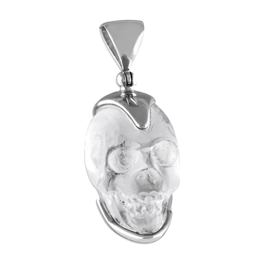 Starborn Sterling Silver Hand Carved Mini Quartz Crystal Skull Pendant