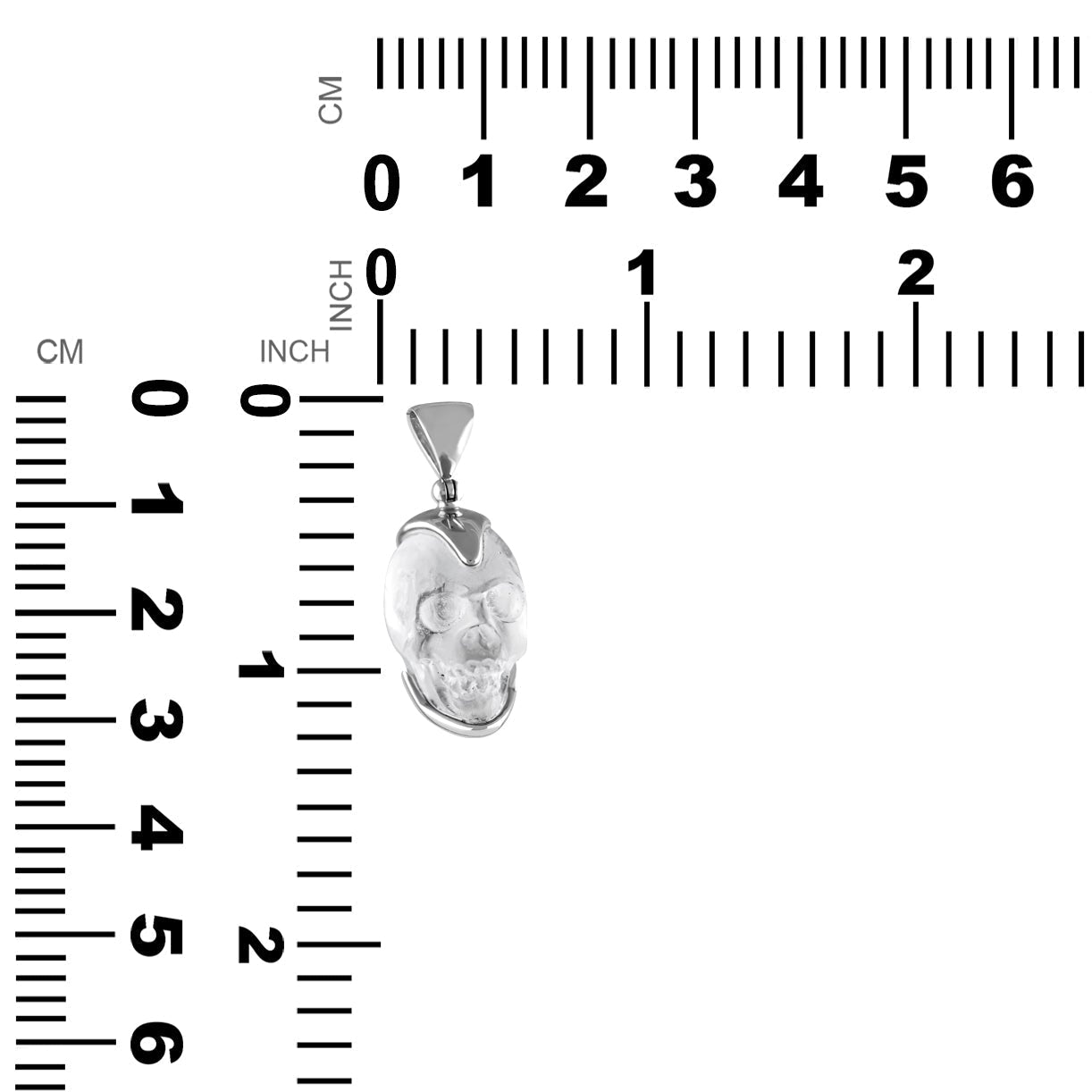 Starborn Sterling Silver Hand Carved Mini Quartz Crystal Skull Pendant