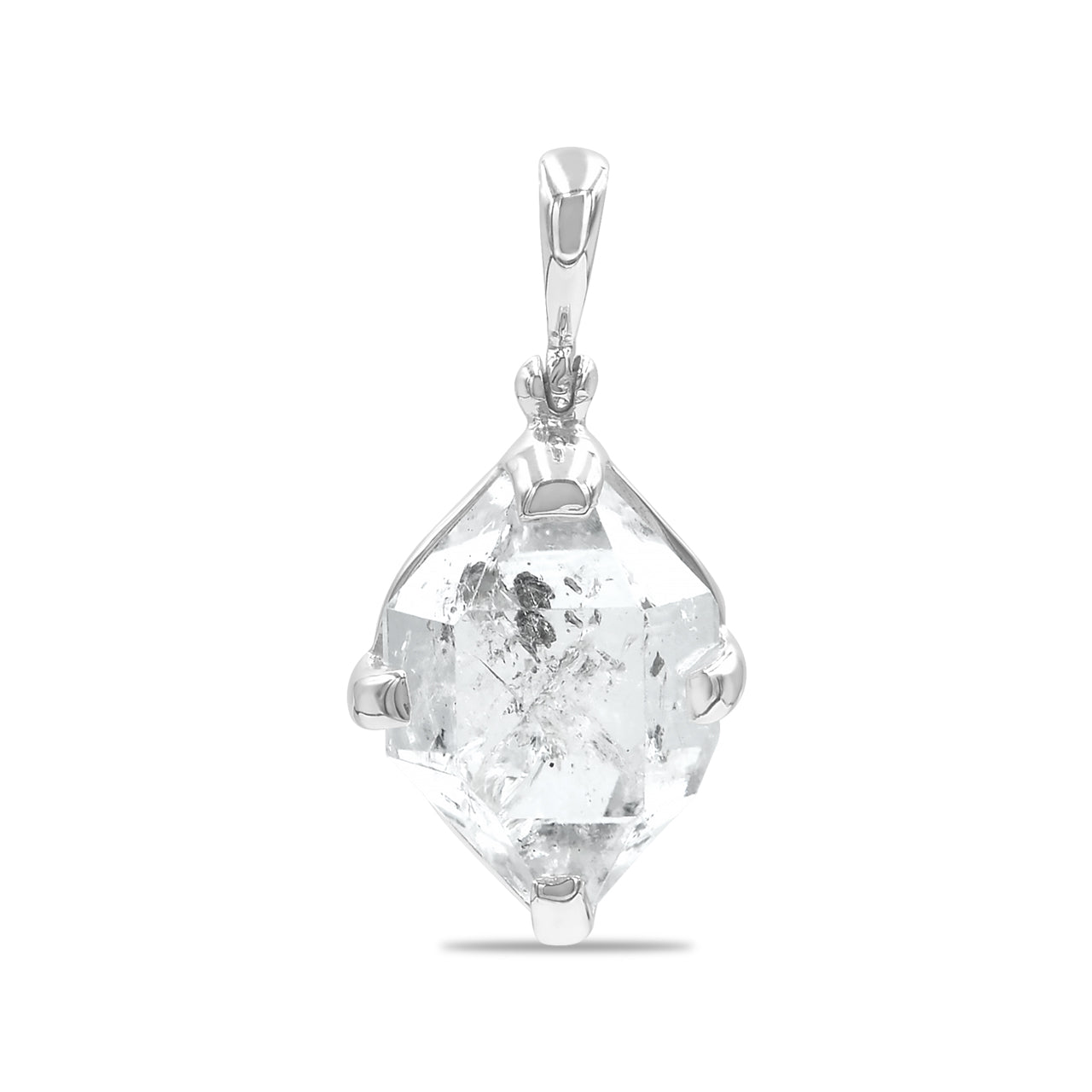 Starborn Quartz Crystal with Carbonor Petroleum Inclusion Pendant in Sterling Silver