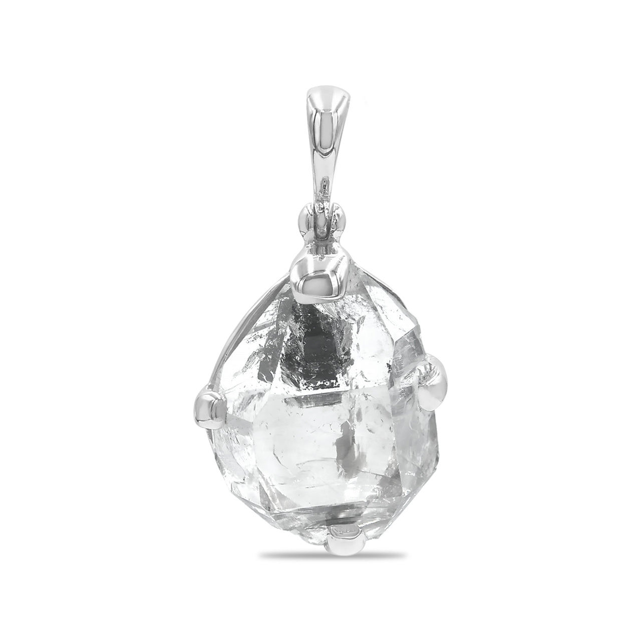 Starborn Quartz Crystal with Carbonor Petroleum Inclusion Pendant in Sterling Silver