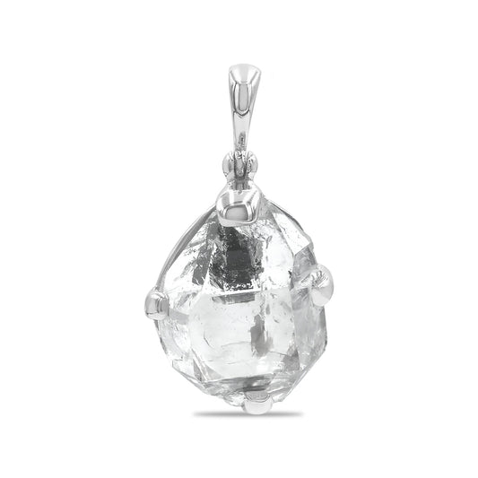 Starborn Quartz Crystal with Carbonor Petroleum Inclusion Pendant in Sterling Silver