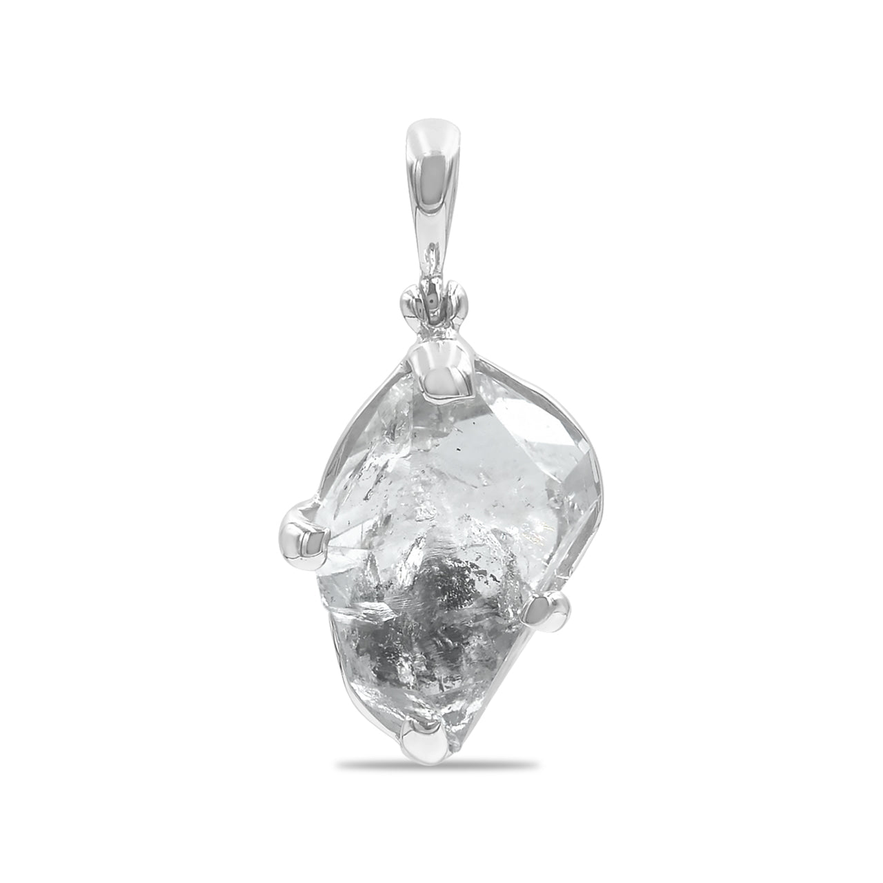 Starborn Quartz Crystal with Carbonor Petroleum Inclusion Pendant in Sterling Silver