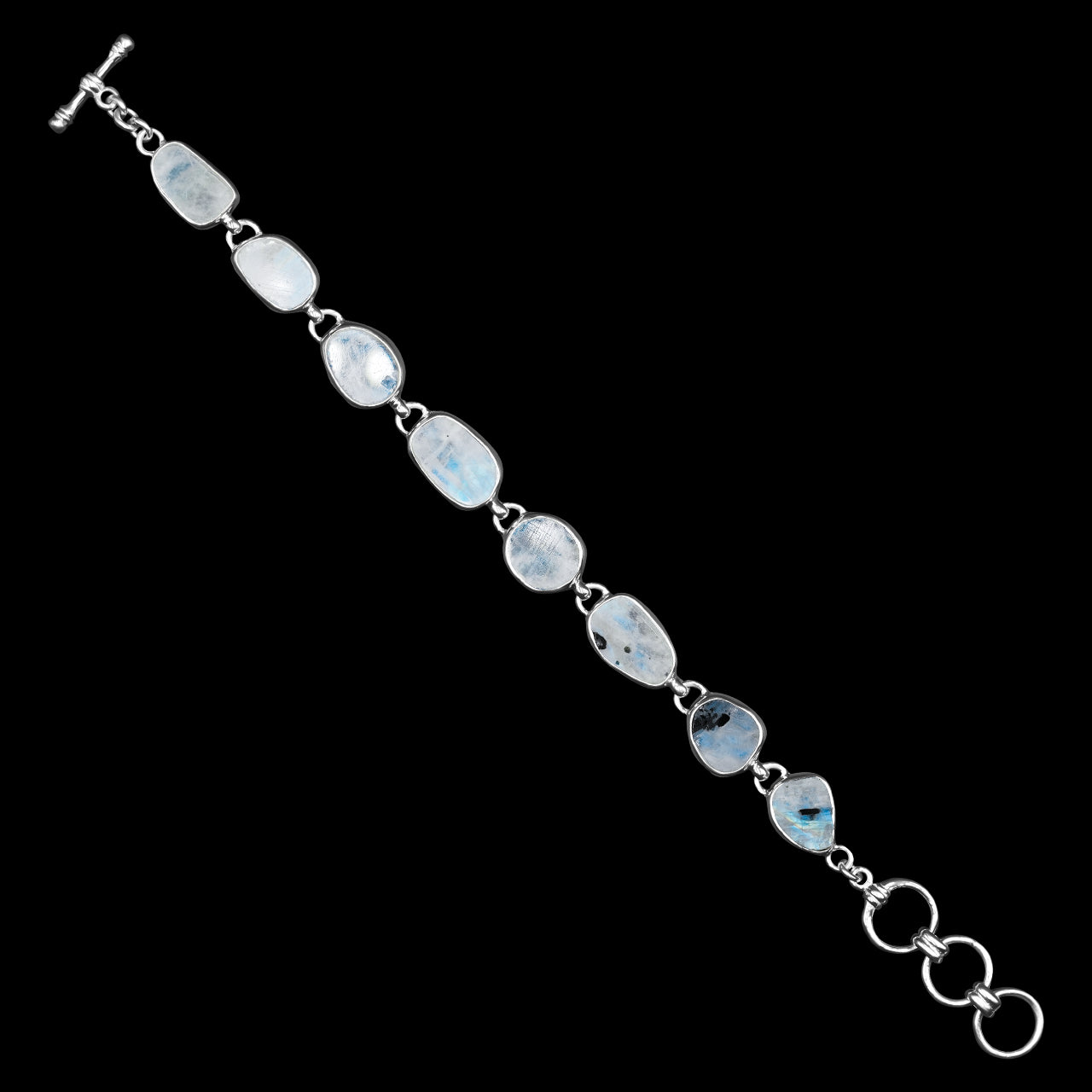 Starborn Rainbow Moonstone Bracelet in Fine Sterling Silver
