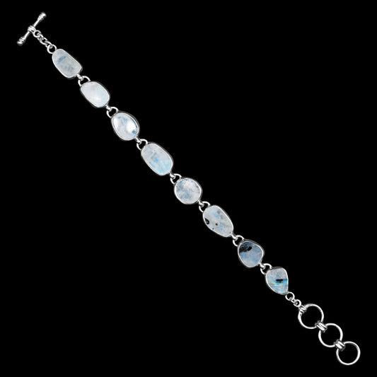 Starborn Rainbow Moonstone Bracelet in Fine Sterling Silver