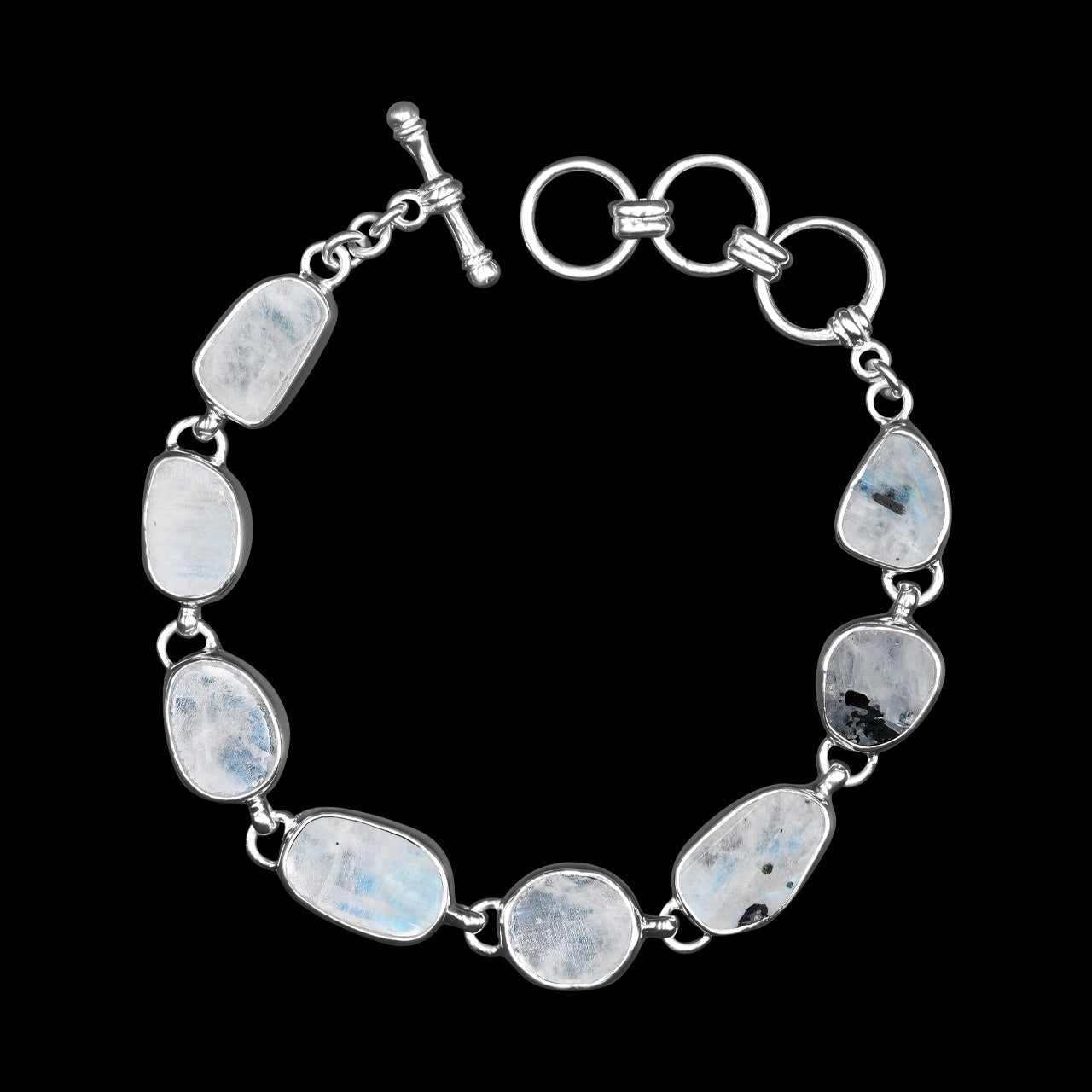Starborn Rainbow Moonstone Bracelet in Fine Sterling Silver