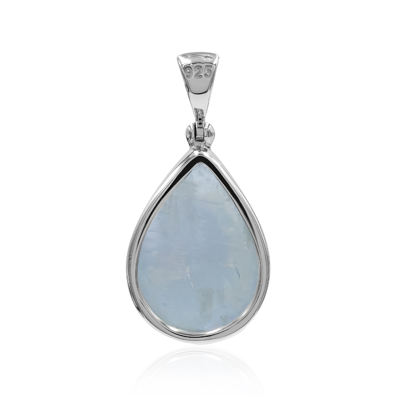 Staborn Rainbow Moonstone Pear Pendant in Fine Sterling Silver