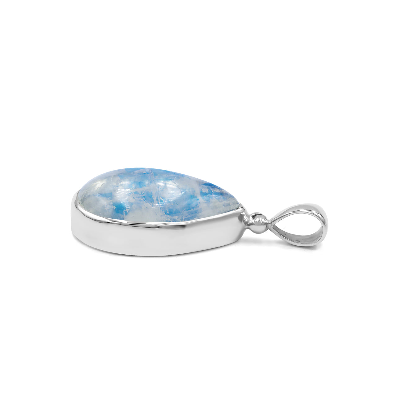 Staborn Rainbow Moonstone Pear Pendant in Fine Sterling Silver